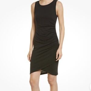 Tildon Dress Women's M Black Sleeveless Cinch Side Tank Faux Wrap Stretch Beach